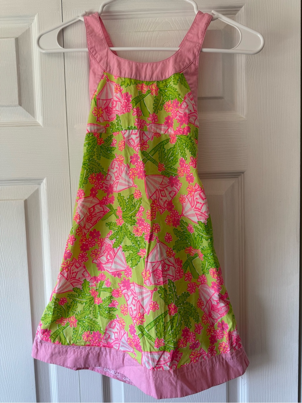 Girls Lilly Pulitzer Cabanarama Pink & Lime Floral Sundress size 7